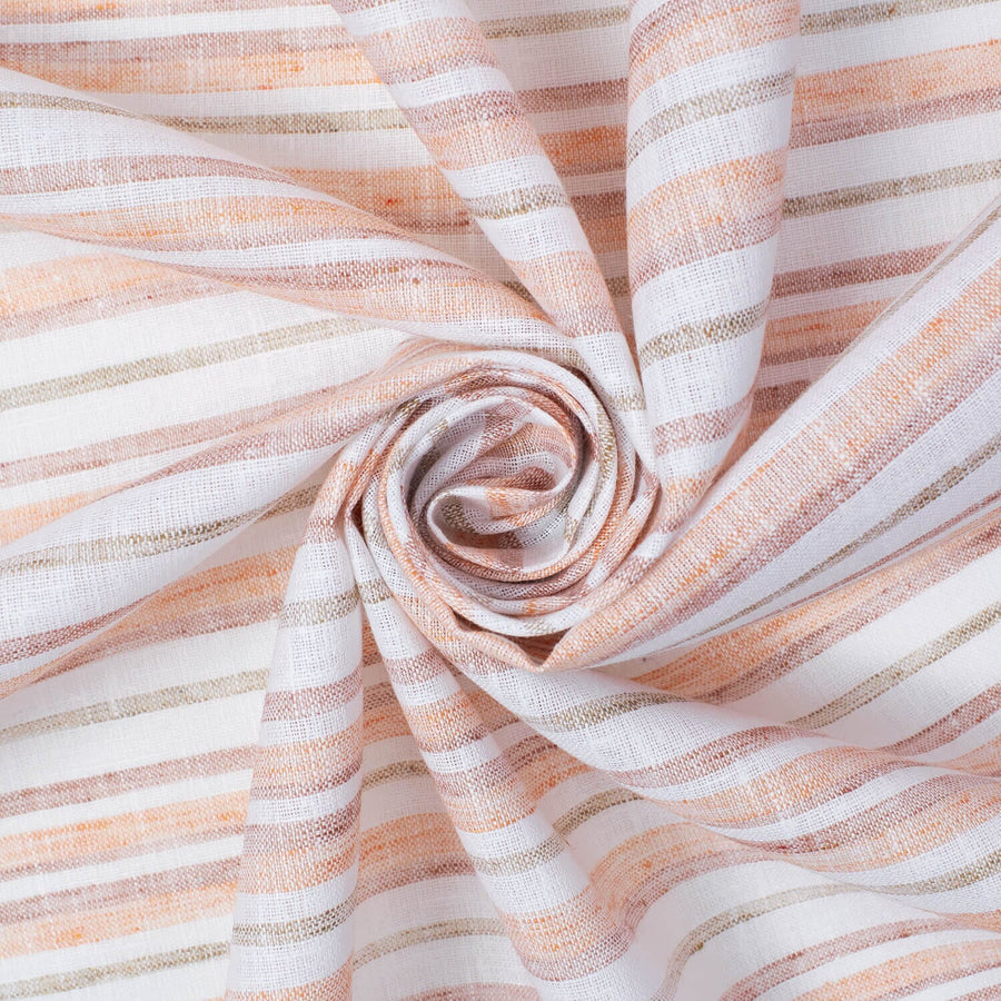 Multi Stripe Polyester Cotton Linen Look Fabric multi-stripe-polyester-cotton-linen-look-fabric