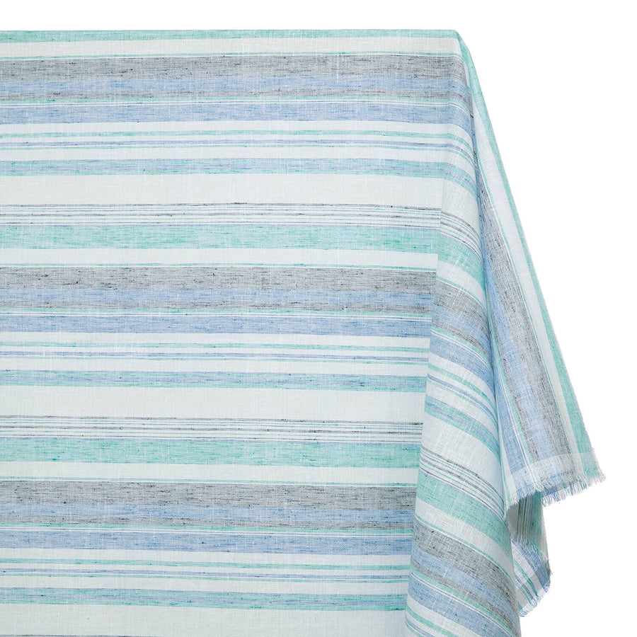 Multi Stripe Polyester Cotton Linen-Look Fabric