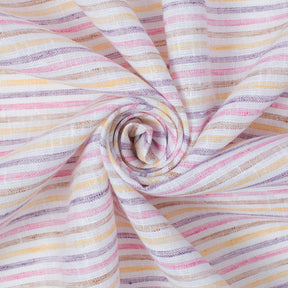 Multi Stripe Polyester Cotton Linen-Look