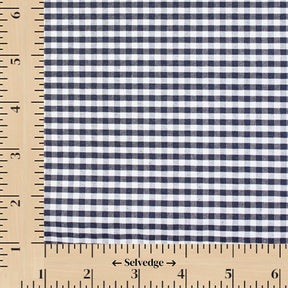 1/8 Inch Gingham Check Polyester Cotton Poplin Fabric SV582946 Navy Blue / White Image A9