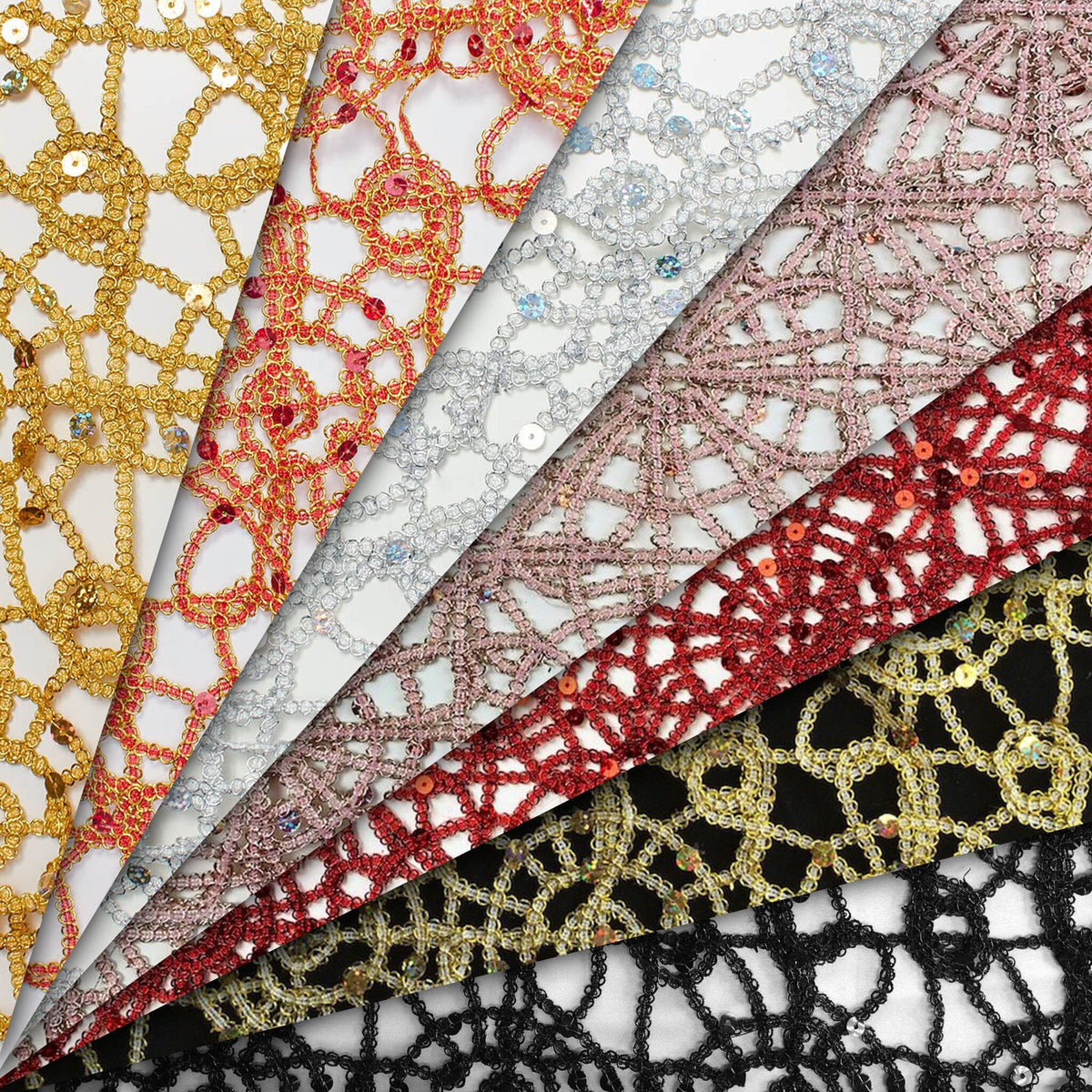 Corded Sequin Lace 58/60" Wide $9.25/Yard 100% Polyester Corded Sequin Lace 58/60" Wide $9.25/Yard 100% Polyester