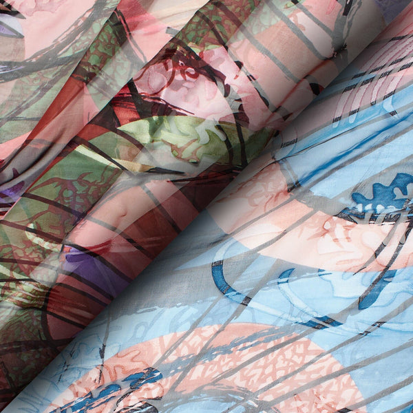 Abstract Burnout Printed Silk Chiffon