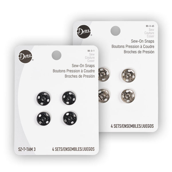 Dritz® Size 3 (12mm) Sew-On Snaps - 4 Pack