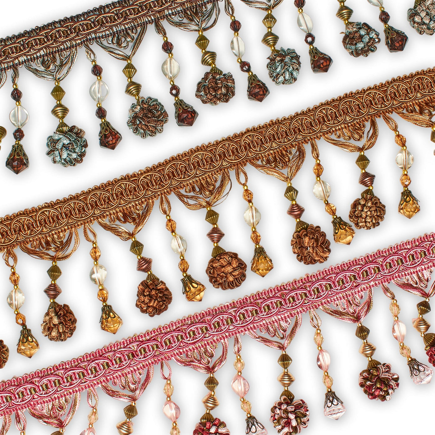 Beaded Pom Ball Tassel Fringe Trim Group