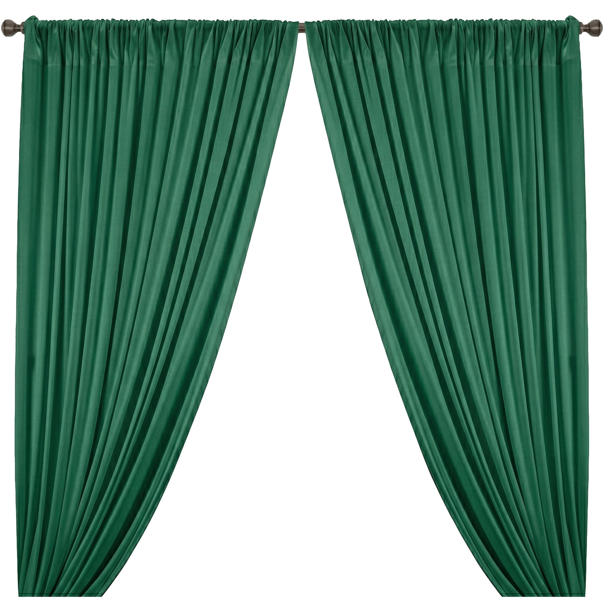Hunter Green Natural Linen Rod Pocket Curtains