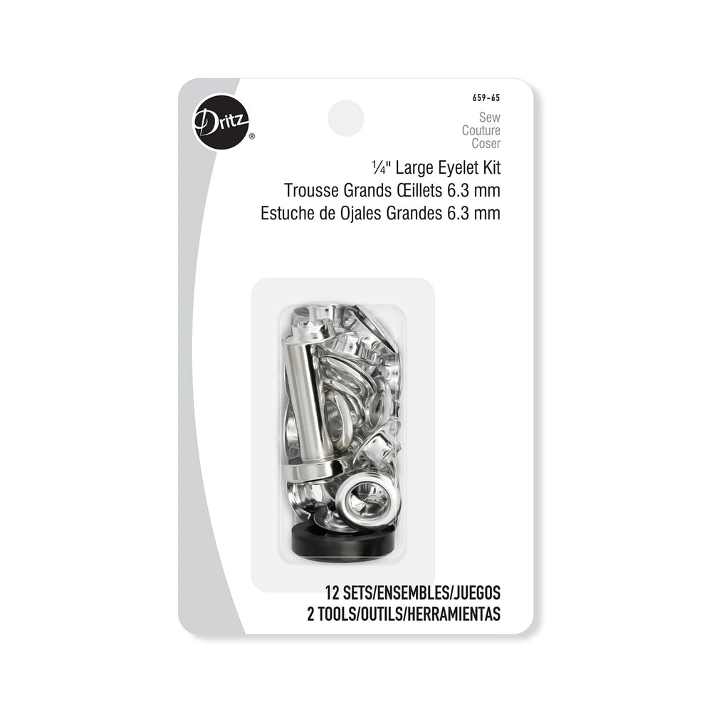 Dritz 1 4 Inch 6Mm Large 12 Set Eyelet And Tool Kit SV582351 Silver 1