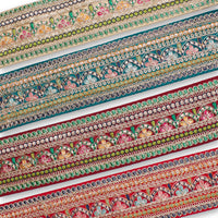 2.5 Inch Multicolored Floral Metallic Embroidered Plain Woven Corded Trim