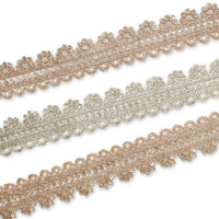 1 Inch Floral Striped Corded Sequin Mesh Trim