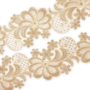 Wild Flower Corded Sequin Embroidery On 4 Inch Scalloped Mesh Lace Trim Fabric SV582517 Fone Image A4