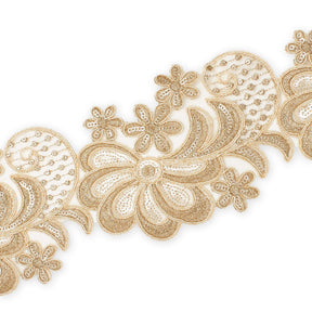 Wild Flower Corded Sequin Embroidery On 4 Inch Scalloped Mesh Lace Trim Fabric SV582517 Fone Image A3