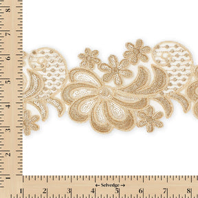 Wild Flower Corded Sequin Embroidery On 4 Inch Scalloped Mesh Lace Trim Fabric SV582517 Fone Image A9