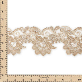 Leafy Floral Corded Sequin Embroidery On 4 Inch Scalloped Mesh Lace Trim Fabric SV582523 Fone Image A9