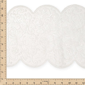 Floral Sequin Embroidery On 8 Inch Corded Mesh Lace Trim Fabric SV582868 White Image A9