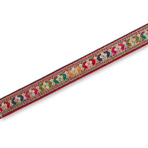 1.25 Inch Multicolored Embroidered Two Tone Plain Woven Corded Sequin Trim