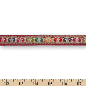 1.25 Inch Multicolored Embroidered Two Tone Plain Woven Corded Sequin Trim