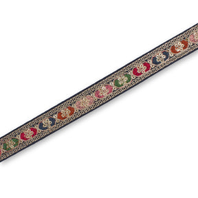 1.25 Inch Multicolored Embroidered Two Tone Plain Woven Corded Sequin Trim