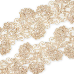 Floral Vine Corded Sequin Embroidery On 4 Inch Scalloped Mesh Lace Trim SV582511 Anmol Image A4