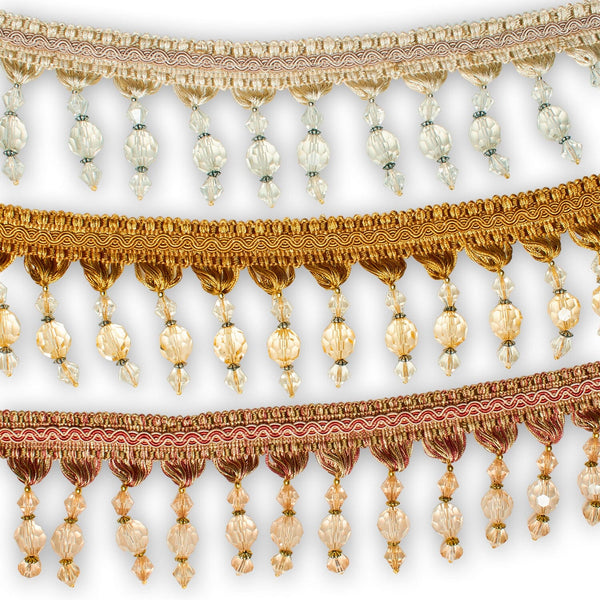 Ornamental Beaded Rhinestone Tassel Fringe Trim