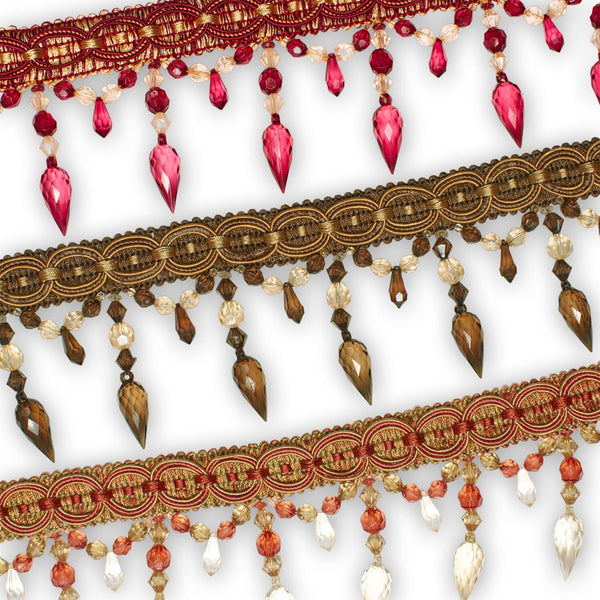 Pear Drop Beaded Rhinestone Tassel Fringe Trim