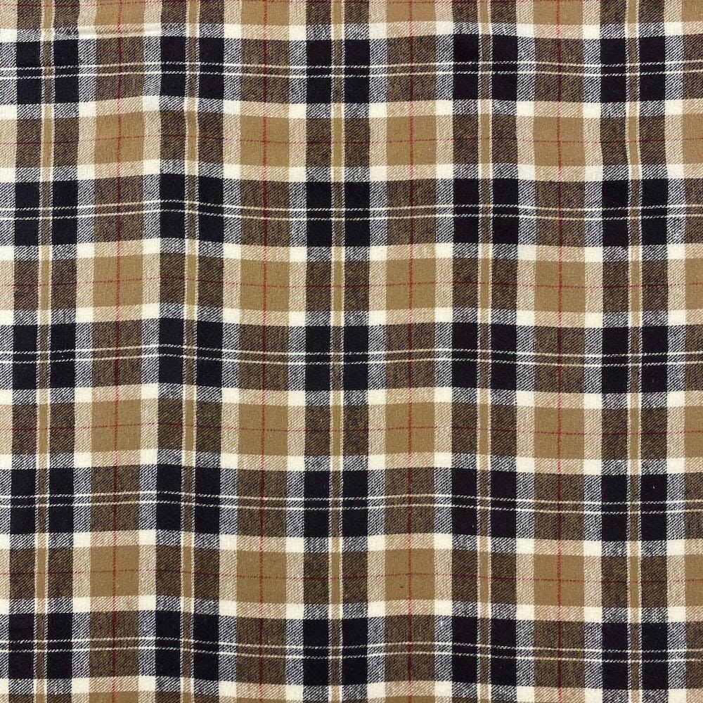 Benjamin Tartan Plaid Yarn Dyed Brushed Cotton Flannel Fabric SV577236 Brown Beige A1