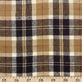 Benjamin Tartan Plaid Yarn Dyed Brushed Cotton Flannel Fabric SV577236 Brown Beige A9