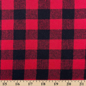 Charley Gingham Buffalo 1 Inch Check Plaid Brushed Cotton Flannel Fabric SV577237 Red Black Fabric A9