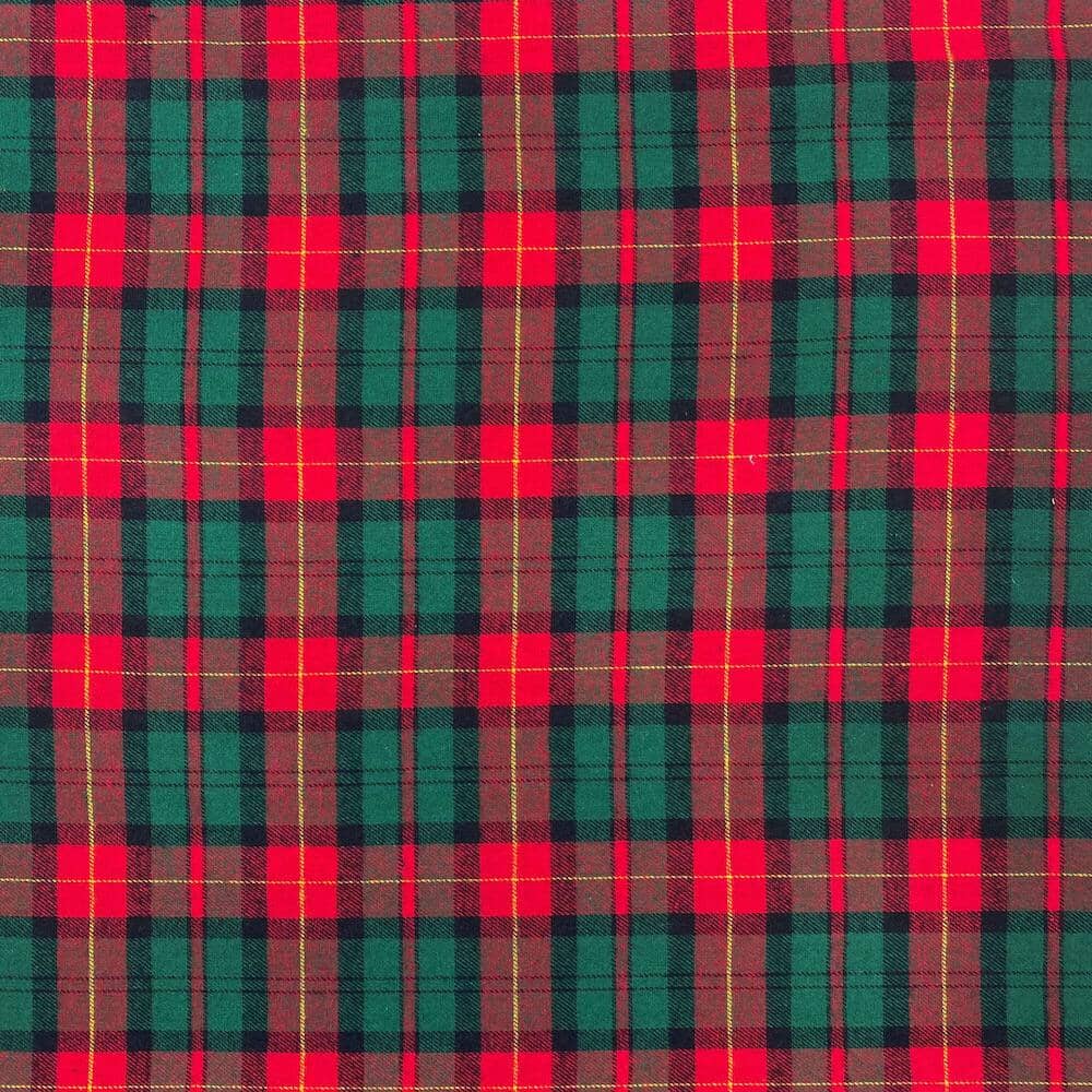 Benjamin Tartan Plaid Yarn Dyed Brushed Cotton Flannel Fabric SV575363 Hunter Green Red A1