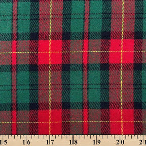 Benjamin Tartan Plaid Yarn Dyed Brushed Cotton Flannel Fabric SV575363 Hunter Green Red A9