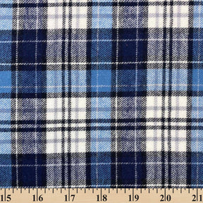 Simon Tartan Plaid Yarn Dyed Brushed Cotton Flannel SV577239 Navy Blue White A9