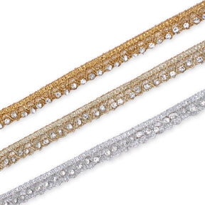 3 8 Inch Diamond Rhinestone Metallic Corded Lace Trim Group