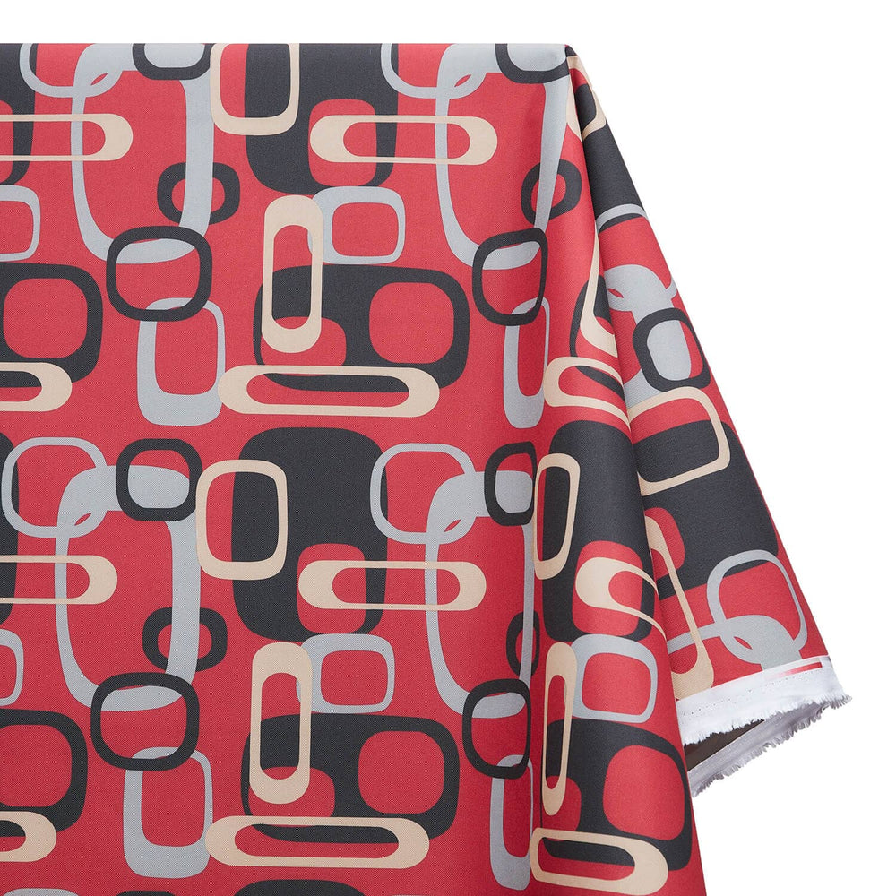 Ottertex Waterproof Canvas Retro Print Fabric Red SV570297 A1