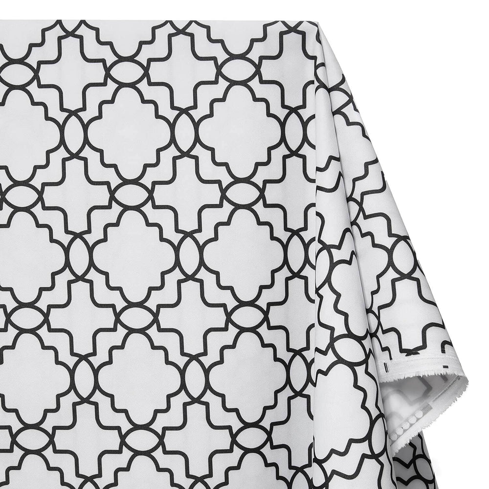 Black and White Lattice Geometric | Outdoor Fabric | 54” Wide | By the Yard