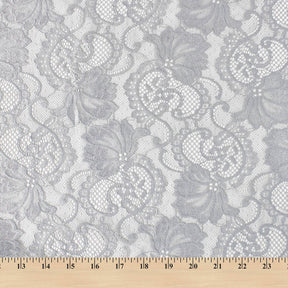 SALE Stretch Geometric Lace Fabric 5921 White, by the yard