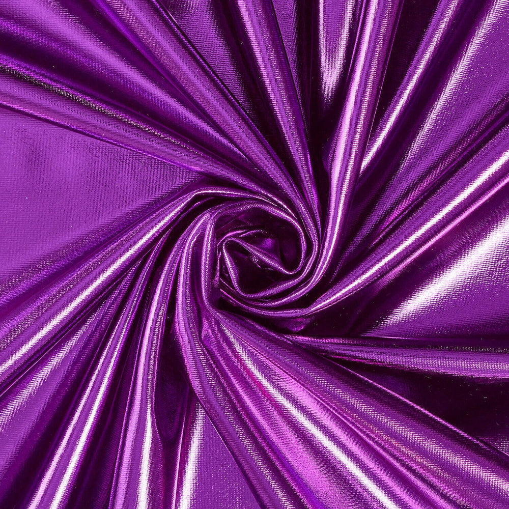 Metallic Stretch Foil Lame On Interlock Knit Fabric SV577307 Purple 1