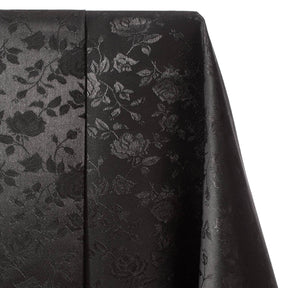 Rose Jacquard Satin Fabric Image SV578459 Black A1
