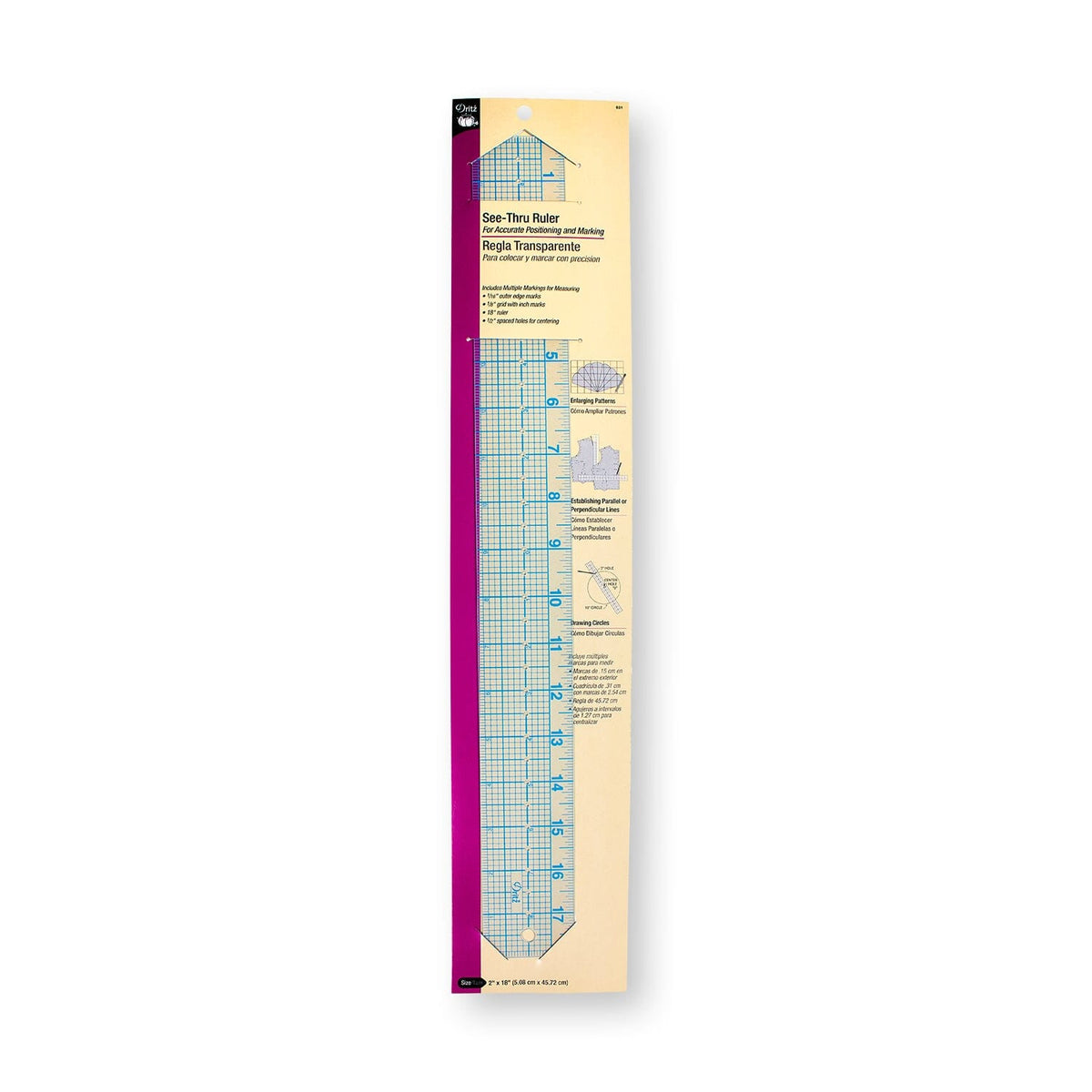 See-thru Center Finding Clear Ruler 6 Inches With Centering Hole