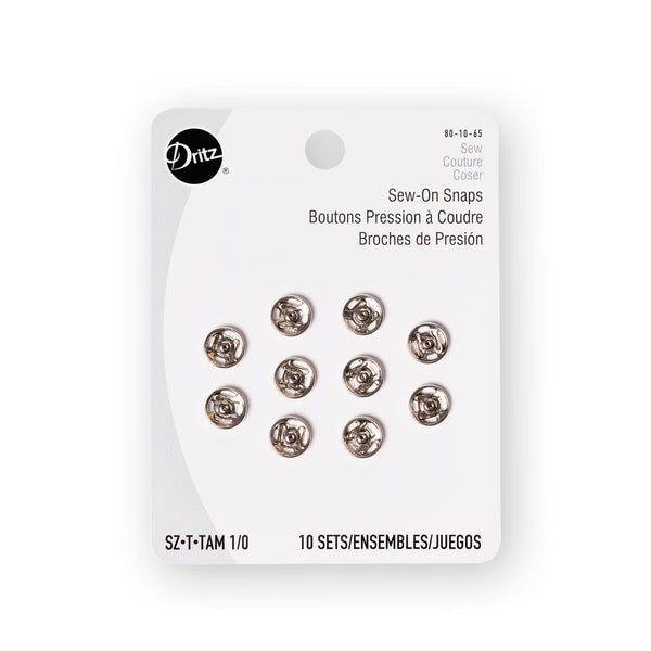 Dritz® Size 1/0 (9mm) Sew-On Snaps - 10 Pack