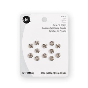 Dritz® Size 3/0 (7mm) Sew-On Snaps - 12 Pack