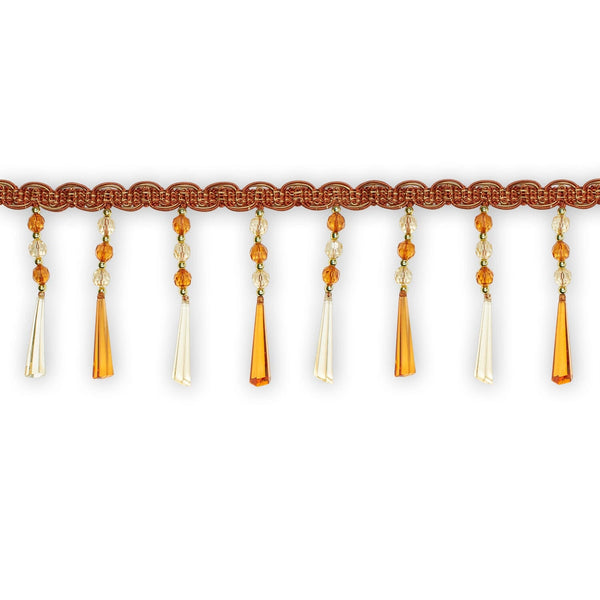 Tapered Baguette Beaded Rhinestone Tassel Fringe Trim