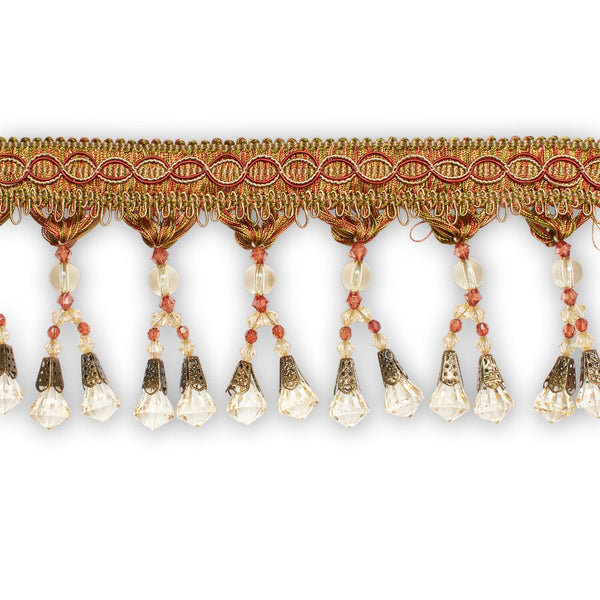 Dual Beaded Rhinestone Tassel Fringe Trim