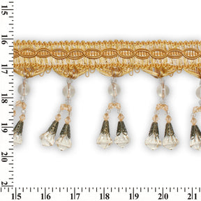 Dual Beaded Rhinestone Tassel Fringe Trim