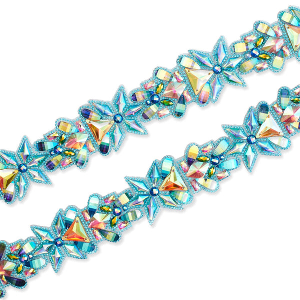 Aquatic Resin Rhinestone Iron On Trim