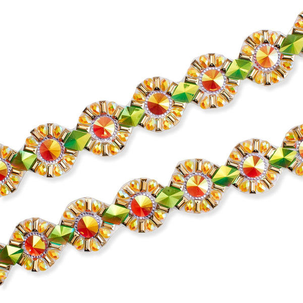 Daisy Resin Rhinestone Iron On Trim