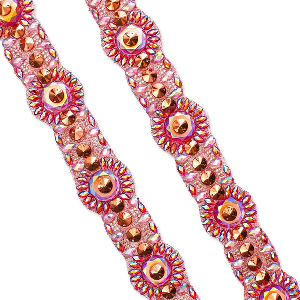 Circular Resin Rhinestone Iron On Trim