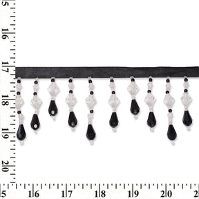 Small Teardrop Beaded Rhinestone Tassel Fringe Trim