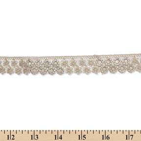 1.25 Inch Floral Corded Sequin Woven Mesh Trim