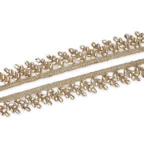 1 Inch Leafy Rhinestone Metallic Cording On Mesh Trim