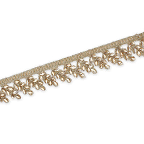 1 Inch Leafy Rhinestone Metallic Cording On Mesh Trim