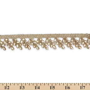 1 Inch Leafy Rhinestone Metallic Cording On Mesh Trim