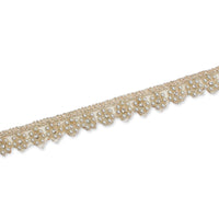 7/8 Inch Floral Beaded Rhinestone Corded Mesh Trim